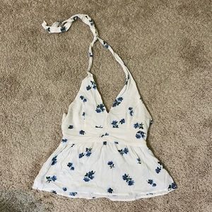 AE Blue Flowers Halter Top